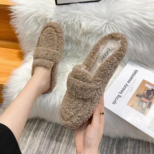 Mules En Peluche Pour Femmes