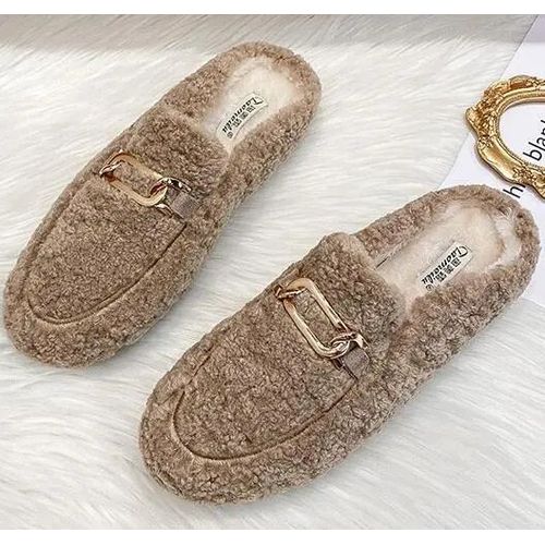 Mules En Peluche Pour Femmes