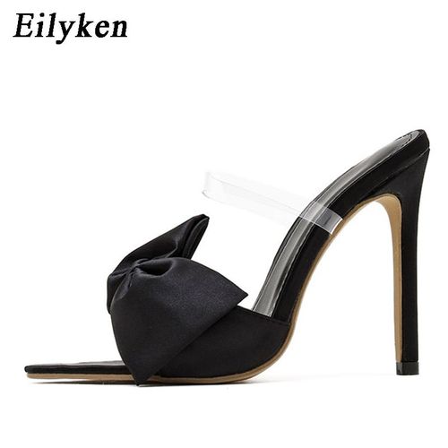 Mules En Soie  Talons Hauts Avec NUd Papillon Pour Femme, Tongs, Chaussures De Fte  Bout Pointu - 40