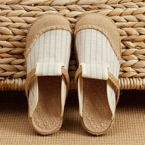 Mules Plates Brodes  La Main En Lin Pour Femmes, Pantoufles Rtro Vgtaliennes D't Pour Dames, Chaussures Espadrilles Confortables En Toile - 42