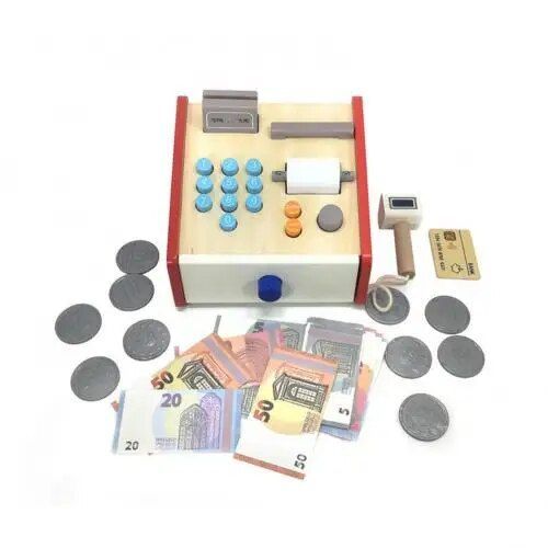 Multi - Jeu De Simulation De Caisse Enregistreuse En Bois Pour Enfants, Jouets De Banque D'argent Mignons, Maison De Jeu, March De Simulation, Coffret Cadeau, Nouveau