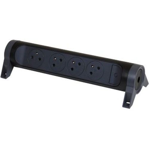 Multiprise 4 Prises 2 P?Les+Terre Rotative ? Fixer Legrand Noir Et Gris