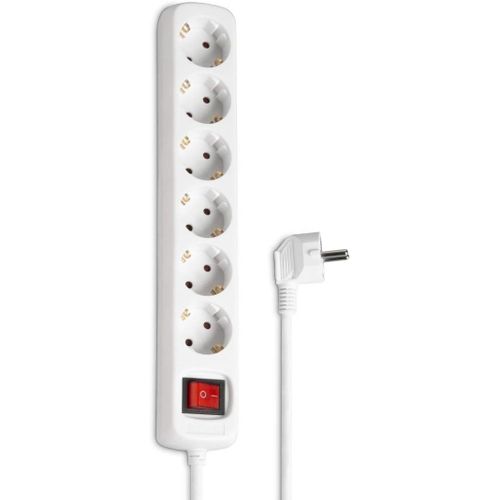 Multiprise 6 Prises 16a Avec Interrupteur (Rallonge Multiprises 1.4m, Bloc 6 Prises Type F Schuko, Idal Bureau Pc Luminaires, Atelier, Meuble Tv, Garage) Noir
