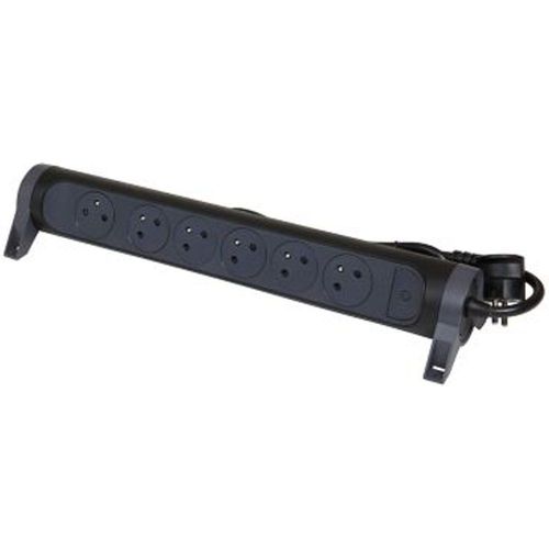 Multiprise 6 Prises 2 P?Les+Terre Rotative ? Fixer Legrand Noir Et Gris 1 5 M