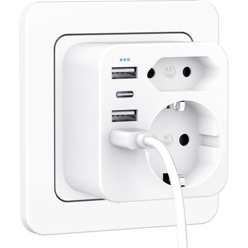 Multiprise Avec 3usb C(3.4a), Prise Avec Usb Secteur, Prise Electrique Avec Usb, Multi Prise Multiple Type C, Bloc Multiprises Avec Interrupteur Cable