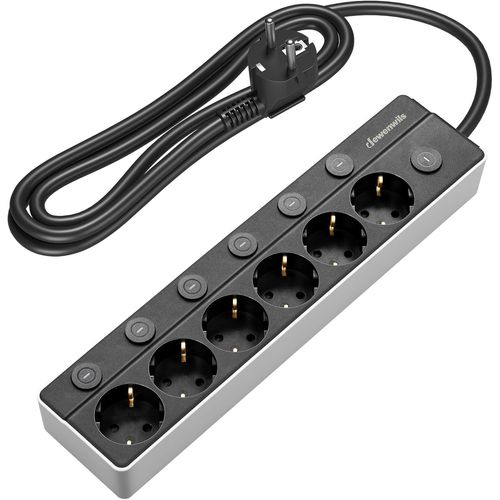 Multiprise Avec Interrupteur Individuel,Rallonge Multiprise 6 Prises  45,Charge Maximale De 3680w,Scurit Enfant,Cble De 2 M Pour Bureau,Salon,Cuisine,Aquarium,Noir Et Blanc.[Y211]