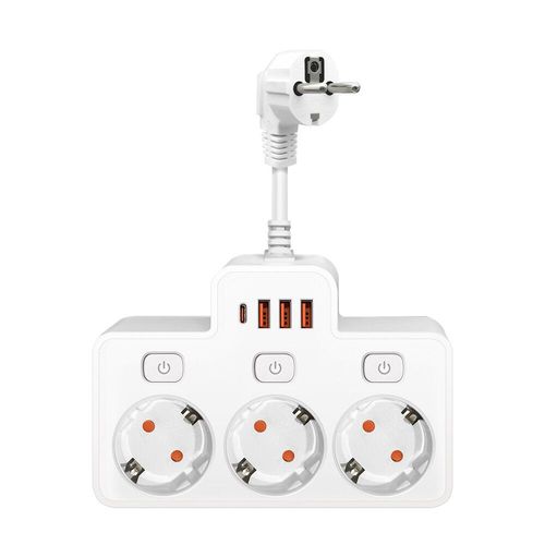 Multiprise Murale  Prise Ca Ue,Interrupteur Indpendant,Filtre Rseau Multitap Avec Adaptateur De Filtre Rseau De Charge Usb C - Type 0.3m White-Ue Plug