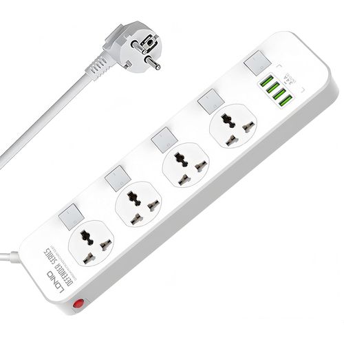 Multiprise Universelle Avec Interrupteur, 5 Prises Universelles, 1 X 20w Usb-C, 3 Ports De Charge Rapide Usb-A Qc, Cordon DAlimentation De 2 M,Avec Protection Contre Les Surtensions