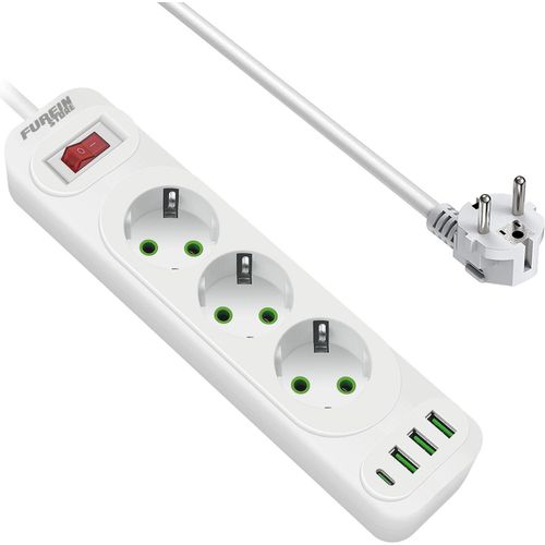 Multiprise Universelle Avec Interrupteur Indpendant, Prise Multiple Usb Avec 2 Ports Usb A Et 1 Type C, clairage Led Et Interrupteur Avec Lumire (U06l Blanc)