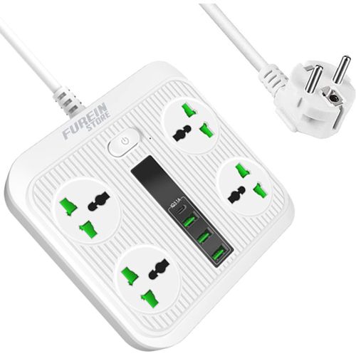 Multiprise Universelle Avec Interrupteur Indpendant, Prise Multiple Usb Avec 2 Ports Usb A Et 1 Type C, clairage Led Et Interrupteur Avec Lumire (U06l Blanc)