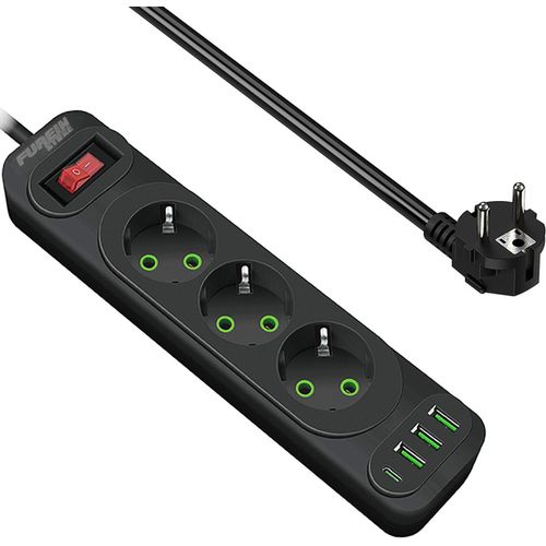 Multiprise Universelle Avec Interrupteur Indpendant, Prise Multiple Usb Avec 2 Ports Usb A Et 1 Type C, clairage Led Et Interrupteur Avec Lumire (U06l Blanc)