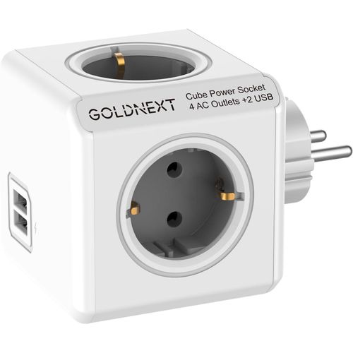 Multiprise Usb,Prise Multiple Cube 6-En-1 Bloc Multiprise Murale Secteur Usb Avec 4 Prises Ac 3680w+ 2 Port Usb-A 10.5w,Multi Prise Electrique Murale Chargeur Idal Pour Domicile,Bureau
