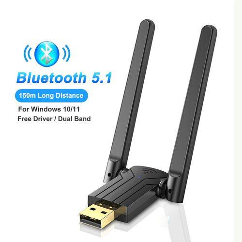 Mntop-Adaptateur USB Bluetooth 5.0 5.1,dongle,antenne,rcepteur audio sans fil longue porte,metteur pour PC portable P1 7 8/8.1 10 - Type Bluetooth 5.1 150m