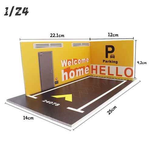 Mur De Couleur Jaune1 1 24 Garage Pour Voitures Miniatures En Pvc Moul Sous Pression, Espace De Stationnement De Collection, Kit D'affichage De Dcoration Pour Jouet Automobile