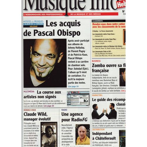 Musique Info Hebdo / 03-12-1999 N102 : Pascal Obispo (1,5p) - George Michal (Couverture + 1/4p)