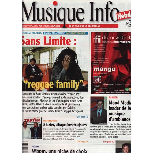 Musique Info Hebdo / 19-06-1998 N38 : Noir Dsir / Bertrand Cantat (3/4p) - Richie Hawtin (1p)