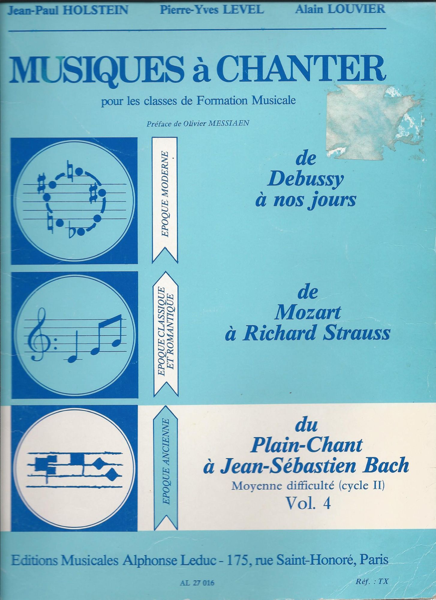 Musiques  Chanter Pour Les Classes De Formation Musicale - Moyenne Difficult (Cycle Ii) Vol. 4   de Jean-Paul Holstein  Format Album 