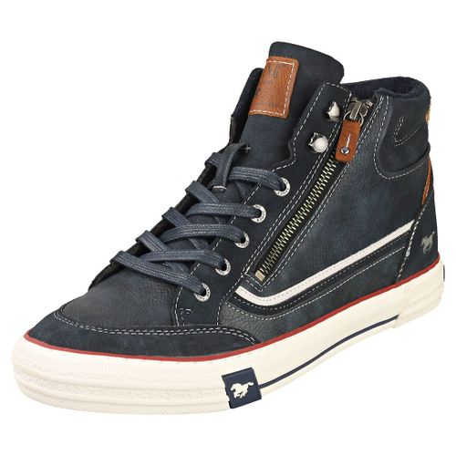 Mustang Lace Up Side Zip Mid Homme Baskets Dcontract Bleu Naval - 45