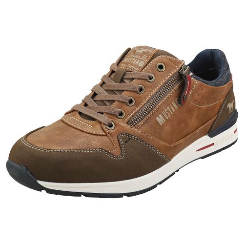 Mustang Low Top Side Zip Homme Baskets Decontractee Marron Clair - 43