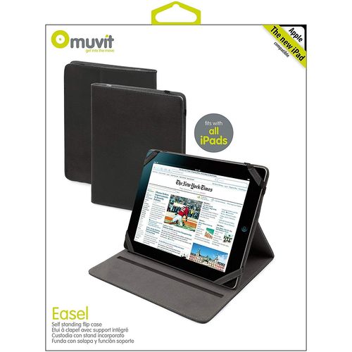 Muvit Easel Muctb0103 Etui  Clapet Avec Support Intgr Pour Tous Les Ipad ( The New Ipad) Noir Simili Cuir