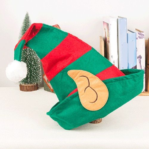 Mvi Chapeau Elfe De Noel Adultes Avec Oreilles Design Raye Vert Rouge Taille Unique Convient  La Plupart Des Chapeau Elfe Non Tiss