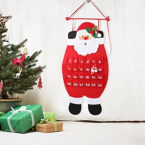 Mvi Pere Noel Calendrier De L'avent 3d Feutre Suspendus Calendrier De L'avent Compte  Rebours Reutilisable Pour Noel Calendrier P
