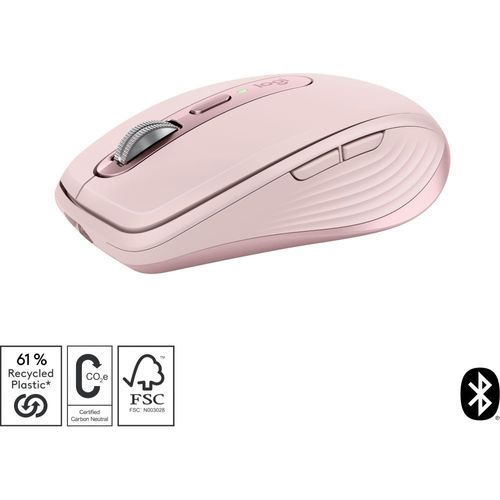 Souris sans fil rechargeable Logitech MX anywhere 3S Silencieuse Rose