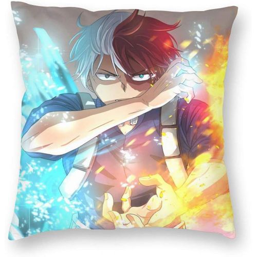 My Hero Academia Todoroki Shouto Anime Housse De Coussin De Luxe Respirante, Taie D'oreiller Dcorative Carre Douce, 45,7 X 45,7 Cm