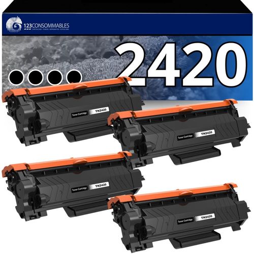 123consommables - Pack 4 Toners Compatibles Brother Tn-2420 Noir