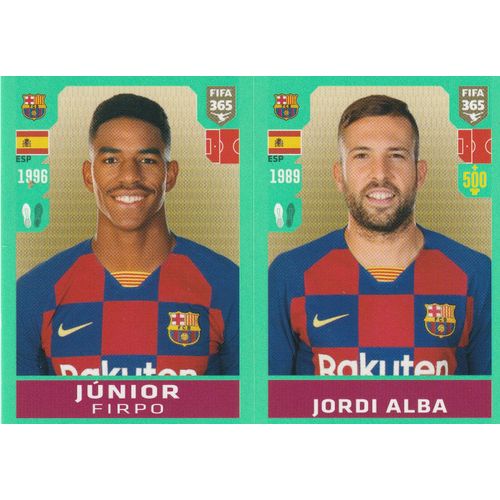N 93 A / 93 B - Stickers Image Vignette - Panini Fifa 365 - 2020 - The Golden World Of Football - Junior Firpo / Jordi Alba - Fc Barcelone