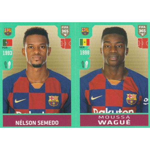 N 96 A / 96 B - Stickers Image Vignette - Panini Fifa 365 - 2020 - The Golden World Of Football - Nelson Semedo / Moussa Wague - Fc Barcelone