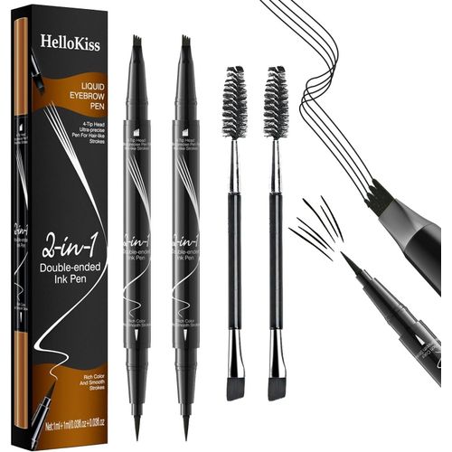 Naeryut-Lot De 2 Crayons  Sourcils Impermables 2 En 1-Microblading Double Extrmit-3d-Avec 4 Pointes Fourchues-Pour Crer Facilement Une Couleur Naturelle Des Sourcils-Gris