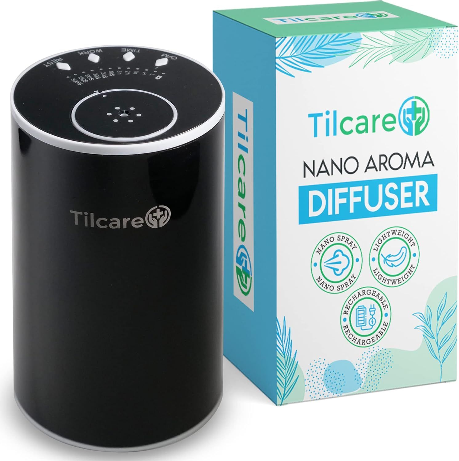Nano diffuseur d'huiles essentielles sans eau pour aromathrapie - Diffuseur de parfum pour chambre et voiture sans fil, rechargeable  Diffuseur et nbuliseur thrapeutique  Noir