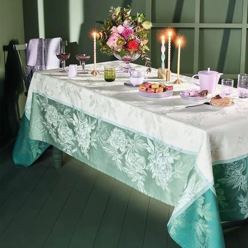 Nappe Carre Antitache Pur Coton Vert 174x174 Cm