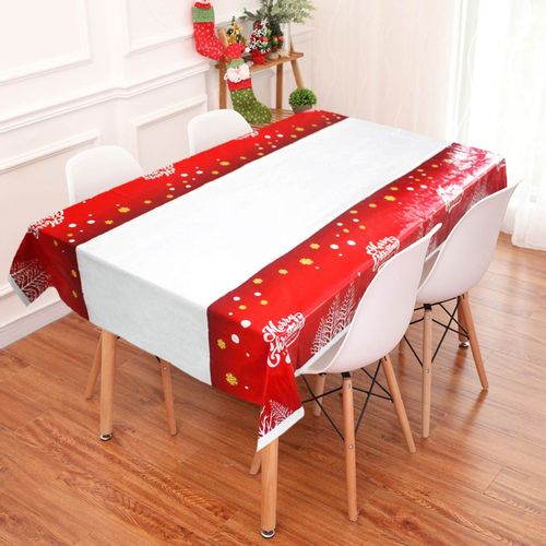Nappe De Nol Impermable Et Antisalissure, 20 Pices,  Usage Unique, En Pe, Imprime, Dcorations De Table Rectangulaires De Nol