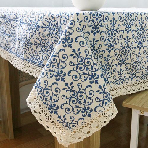 Nappe De Table Rtro Bleu Et Blanc En Porcelaine, Couverture De Table Classique Chinoise, Nappe Rectangulaire En Coton Pour
