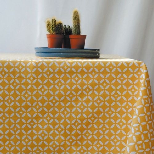 Nappe En Coton Enduit Jaune Rectangle 160 X 200 Cm