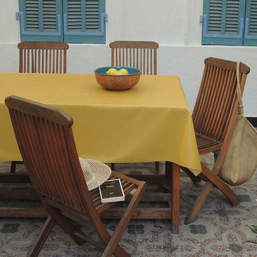 Nappe En Coton Enduit Jaune Rectangle 160 X 240 Cm