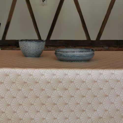 Nappe En Coton Enduit Nacre Rectangle 160 X 240 Cm