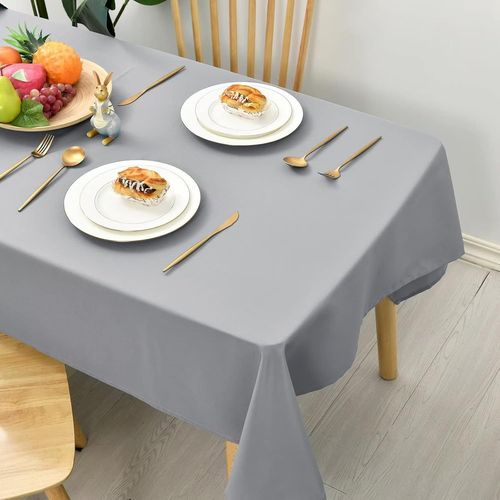 Nappe Lisse,Nappe De Table Rectangulaire Antitache Effet Lotus,Linge De Table Lgrement Dperlant,Gris Argent,140x200cm
