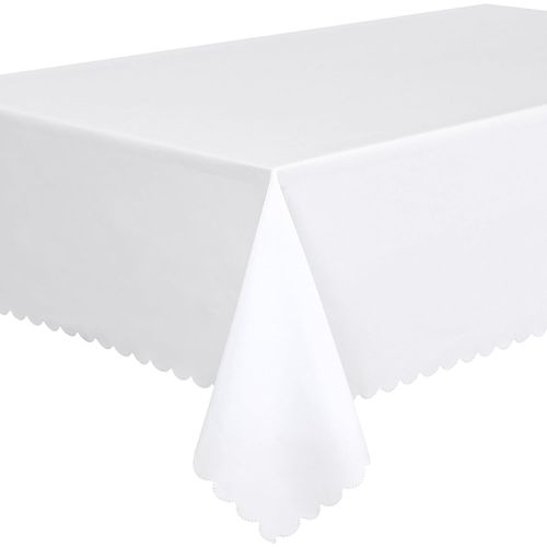 Nappe Polyester Facile D'entretien Rectangle Rectangulaire 140 X 200 Cm Uni Blanc.[G346]