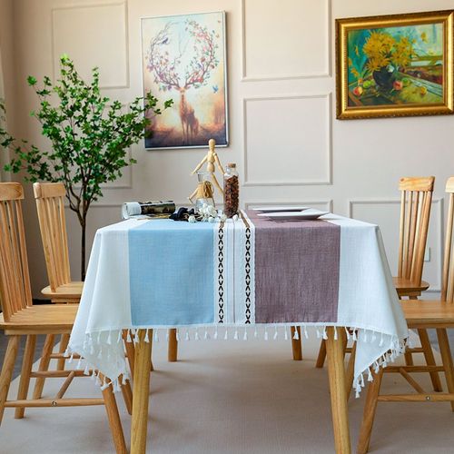 Nappe Rectangulaire Style Campagnard Chic, Nappe En Lin Et Coton, 140 X 180 Cm, Nappe Rectangulaire Pour Dcoration De Table De Cuisine