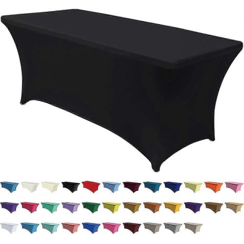 Nappes Spandex Pour 4 Pieds Maison Table Rectangulaire Housse De Table Extensible quipe Dessus De Table De Table De Couverture De Table En Polyester (4 Ft, Noir)