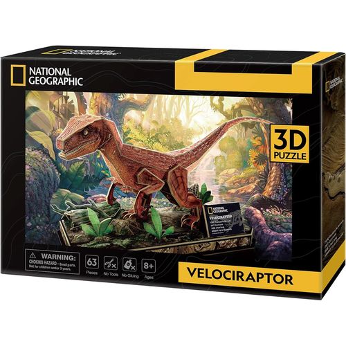 National Geographic - Puzzle 3d Velociraptor | Puzzle 3d Enfant | Puzzle Dinosaure De National Geographic | Puzzles 3d Modles  Assembler | 63 Pices