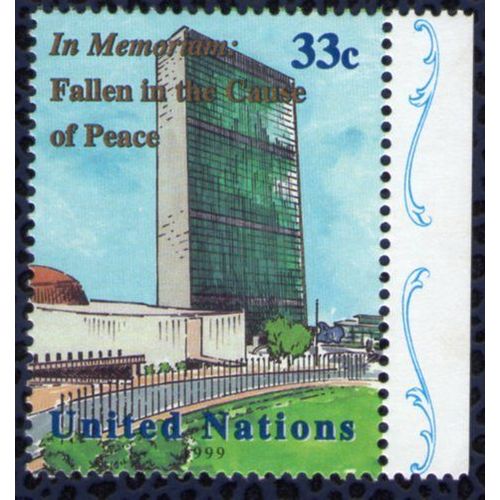 Nations Unies 1999 Onu Neuf Edifice In Memoriam Fallen In The Cause Of Peace Bord De Feuille