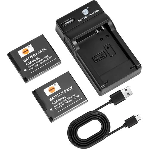 NB-8L Lot de 2 batteries et chargeur pour appareil photo Canon PowerShot A2200,A3000,A3100,A3200,A3300(Q380)