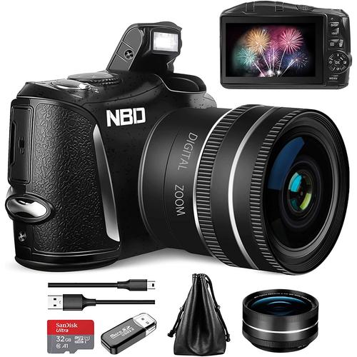 NBD Appareil Photo Numrique 4K,Camra Vido Camscope Ultra HD 48MP Youtube Vlogging Camra avec Objectif Grand Angle Zoom Numrique 16X cran 3.0