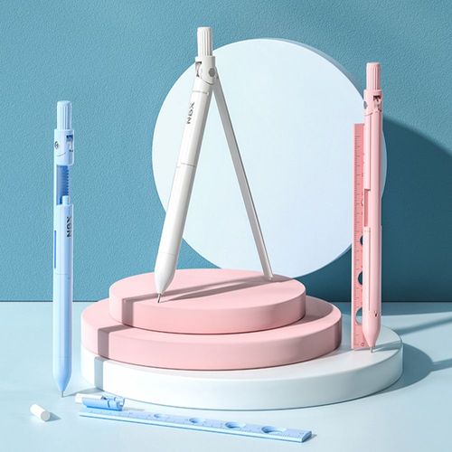 Nbx Boussole Professionnelle Avec Porte-Mine, Outils De Dessin De GéOméTrie MathéMatique Avec Mines De 0,7 Mm Et 6 Gommes Et RèGle, Fournitures De Papeterie Pour éTudiants, Enseignants, Designers, Travailleurs