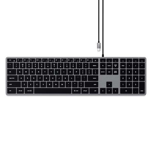 Clavier Slim W3 Filaire USB-C Rtroclair QWERTY avec Pav Numrique Satechi Gris