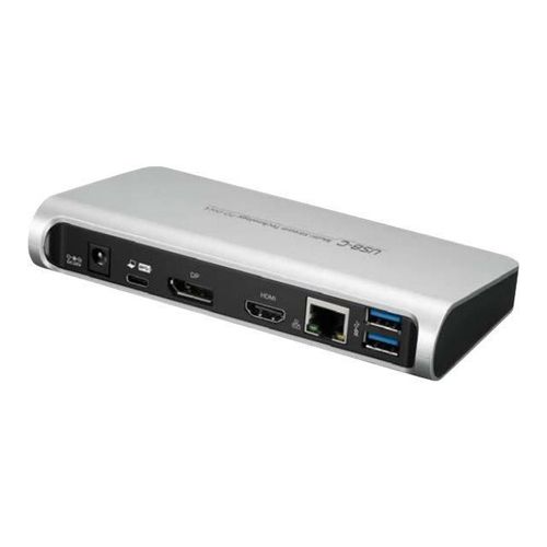 Nedis Station d'Accueil Multi USB Type-C Type-C Mle vers 4x USB 3.0 A Femelle + Sortie HDMI? + VGA Femelle + DisplayPort Femelle + RJ45 (8P8C) Femelle + USB Type-C Femelle 0,2 m Aluminium